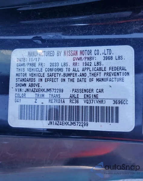2018 Nissan 370Z Base from USA, damaged, VIN JN1AZ4EHXJM572299
